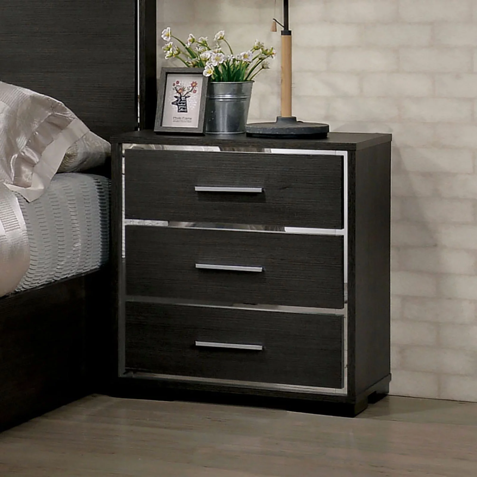 Contemporary 6pc Bedroom Set Est King Size Bed Dresser Chest Mirror Nightstands w USB Shelf LED Headboard Home Relax Furniture