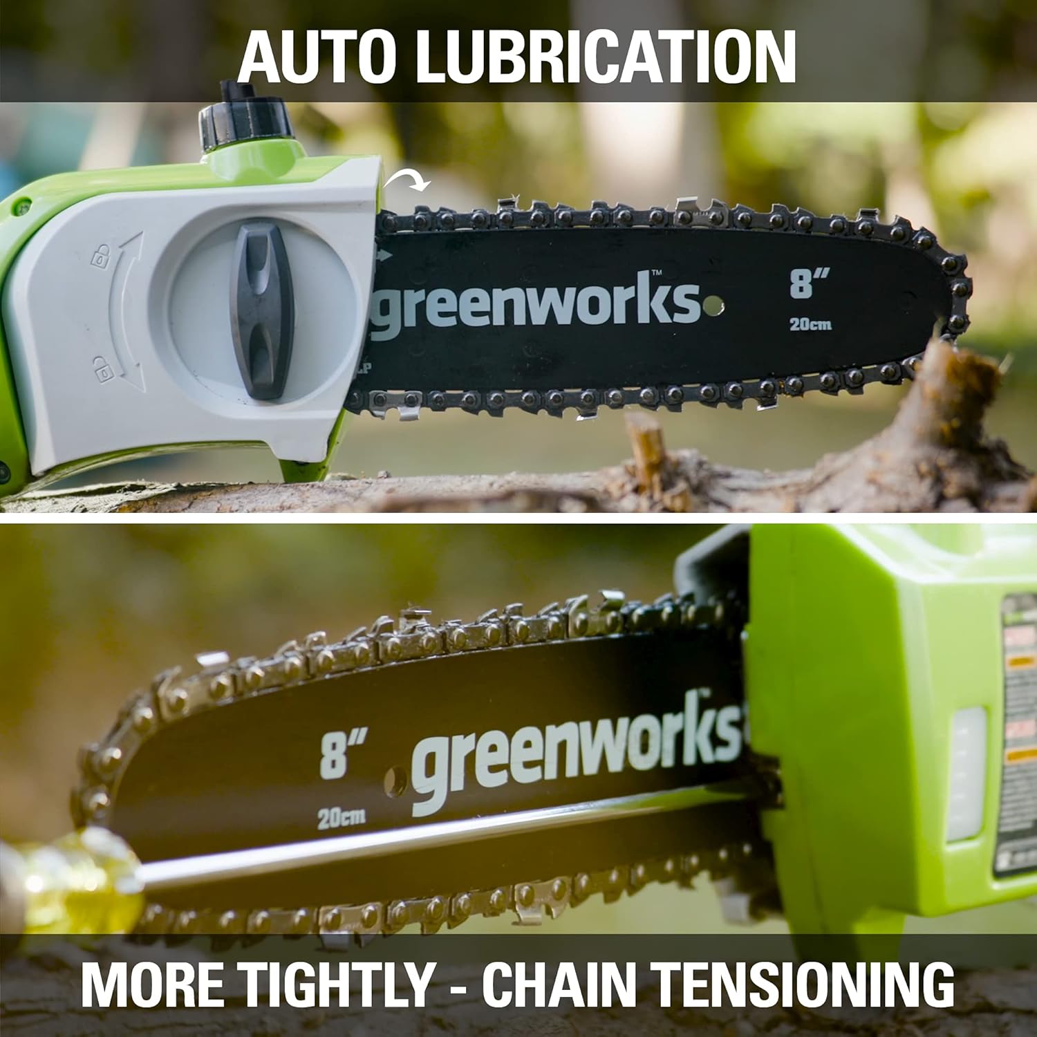 Greenworks 40V 8-Inch Cordless Pole Saw, Battery and Charger Not Included, 20302 Pack of 2