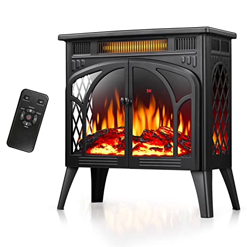 Antarctic Star Electric Fireplace Stove Heater, 3D Infrared Fireplace, 5100BTU MAX 1500W, All-Metal Design, Adjustable Brightness, Portable, Overheating Protection,Remote,Timer,ETL Certified