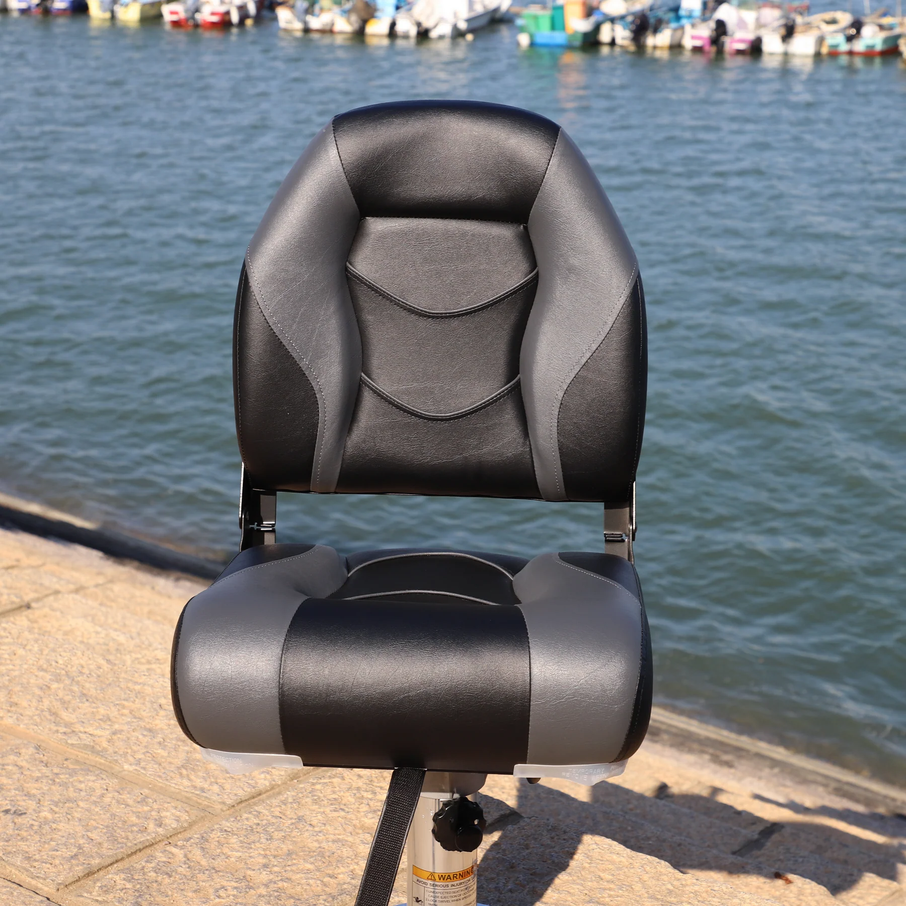 NORTHCAPTAIN S1 Pro Premium High Back Folding Boat Seat,Stainless Steel Screws Included,Charcoal/Black(2 Seats)