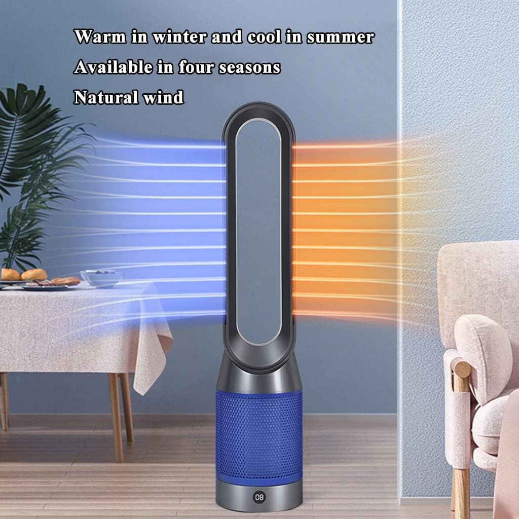 Electric Fan Bladeless Tower Fan, Cooling and Heating Dual-use Vertical Air Conditioning Fan, 80° Oscillating Fan with Remote Cool