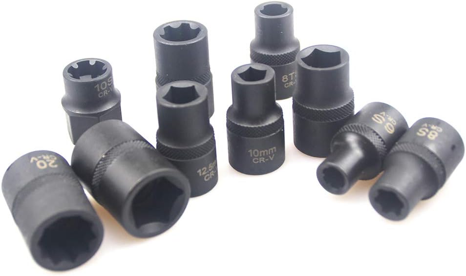 UTMALL 10PC Special Socket Cylinder Head Screw Removal Brake Caliper Socket Tool Set kit for Nissan Subaru Ford Peugeot