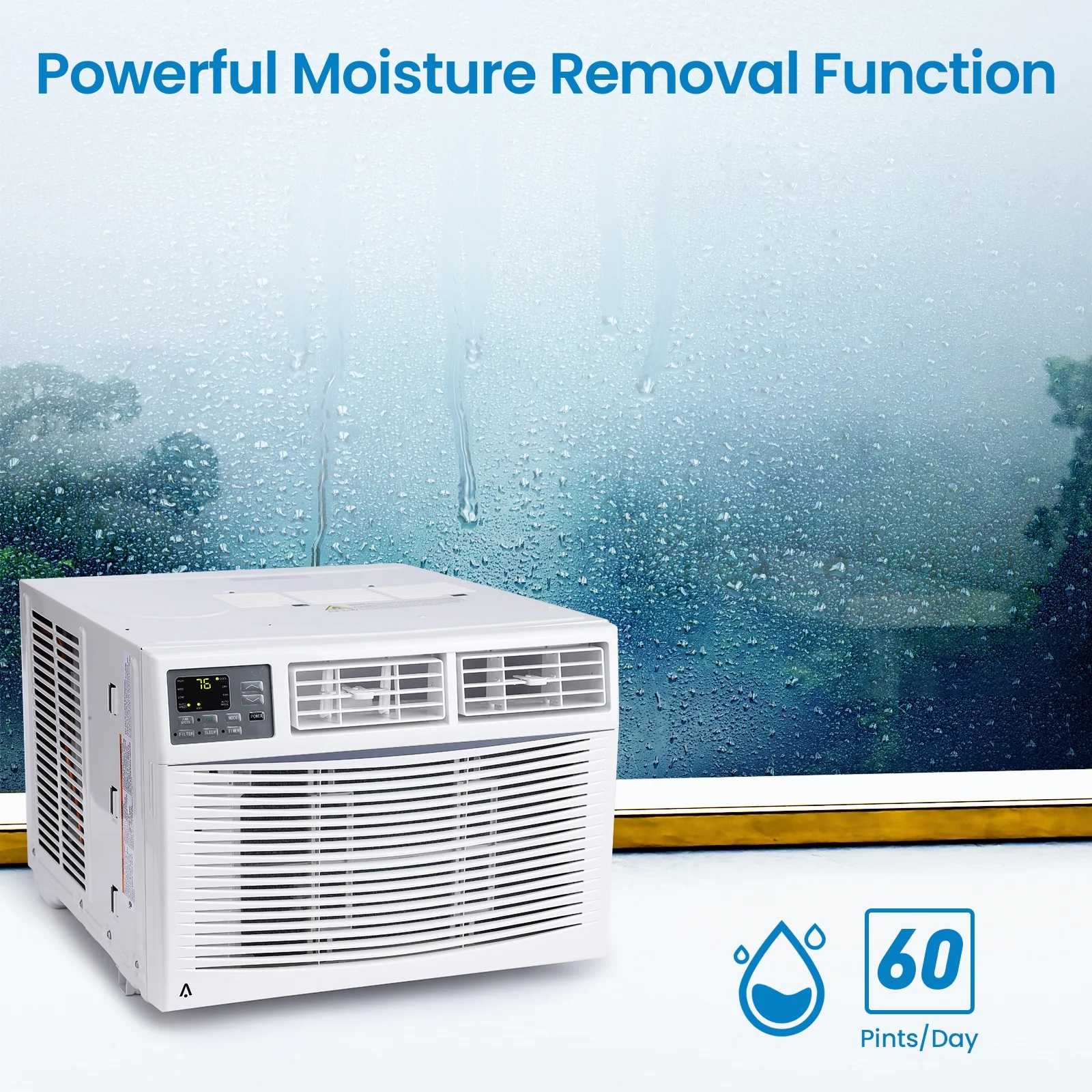 Window-Mounted Room Air Conditioner, 8,000 BTU, Cools 350 Sq.ft, Quiet Operation, Window AC Unit with Remote/App Control and Dehumidification Function