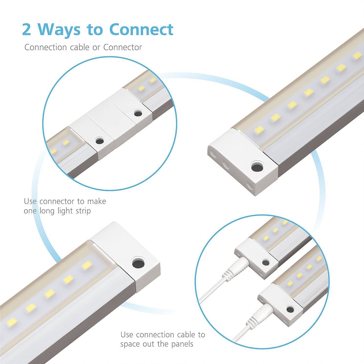 Eshine White Finish 12 Panels 12 inch LED Dimmable Under Cabinet Lighting Kit, Hand Wave Activated - Touchless Dimming