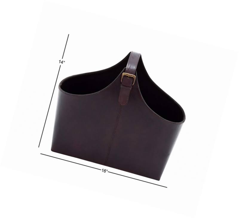 Wood Real Leather Magazine Holder Color: Brown
