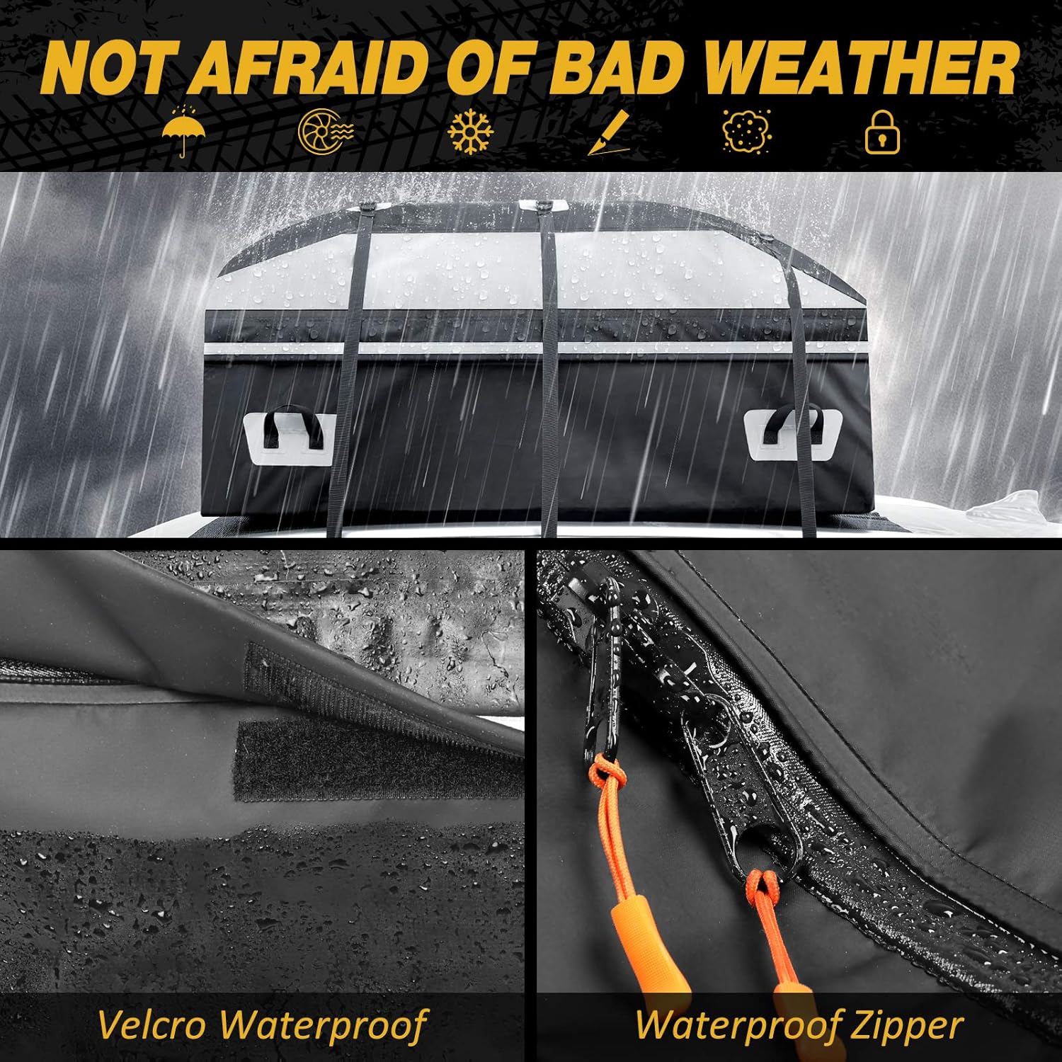 AURELIO TECH 20 Cubic Feet Car Rooftop Cargo Carrier Bag, 100% Waterproof, Anti-Tear 900D PVC Tarpaulin Roof Top Carrier, with Anti-Slip Mat, 6 Door Hooks, Suitable for All Vehicle with/Without Rack