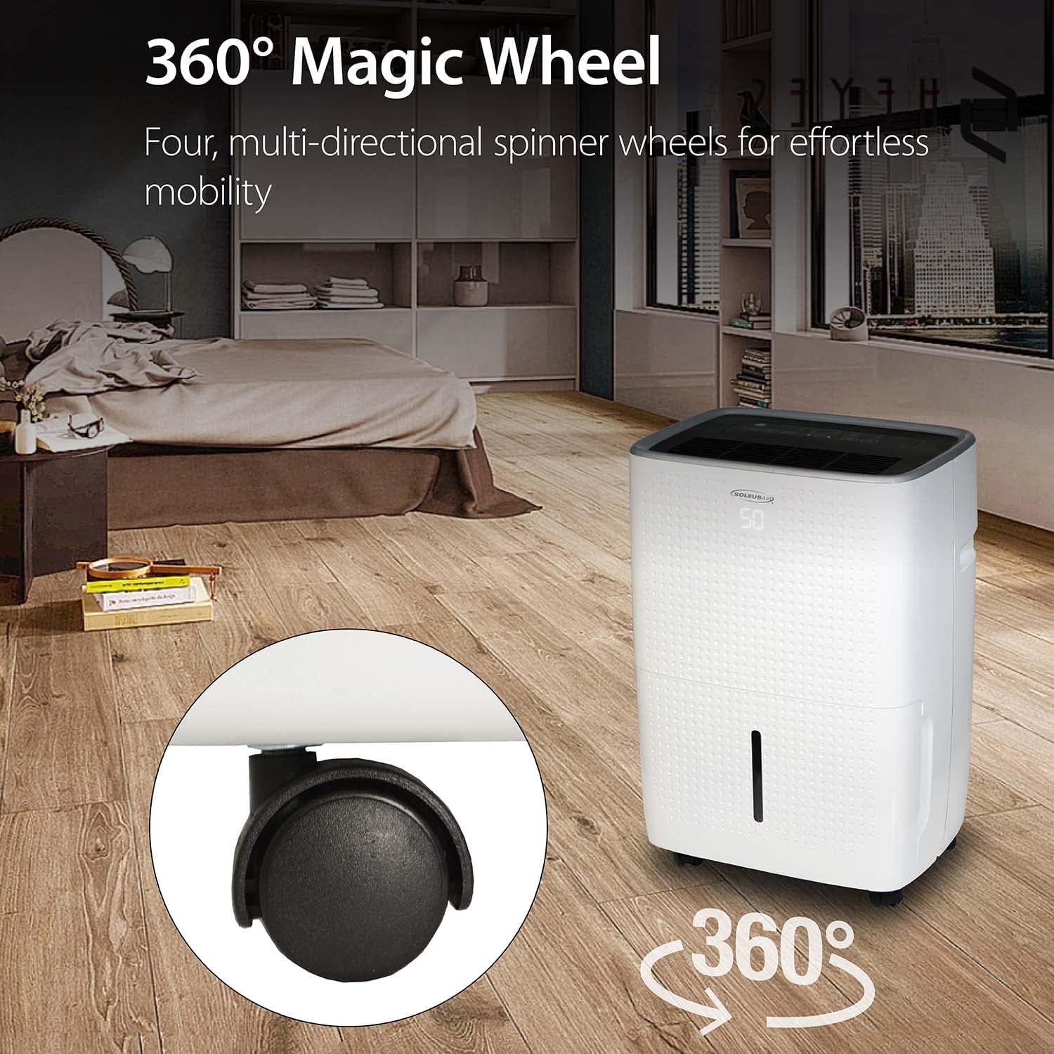 Soleus Air Energy Star Rated 50 Pint (Former 70 Pint) Dehumidifier for Up to 4,500 Sq Ft, Overheat Prevention Safety Sensors, Easiest To Operate with MyHome Programming, Mirage Display