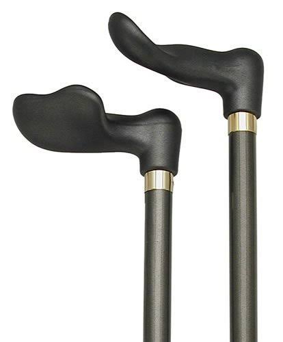 Soft Touch Palm Grip Cane Dark Silver/Black,Grey Handle