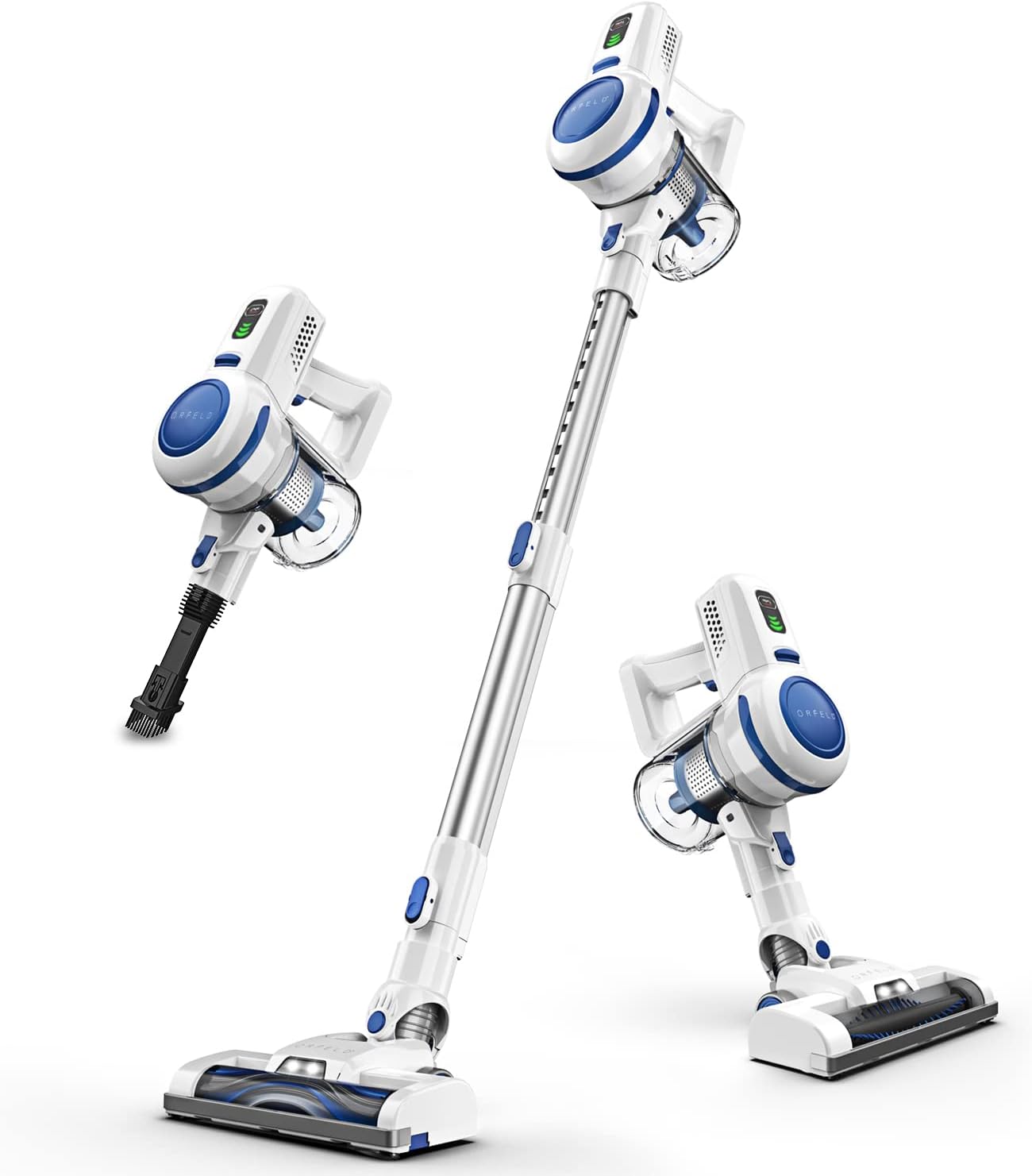 ORFELD Cordless Vacuum Cleaner - Upgraded 20000Pa Powerful Stick Vacuum, 30Mins Runtime Detachable Battery, 6-in-1 Rechargeable Cordless Vacuum for Hardwood Floor Carpet Pet Hair