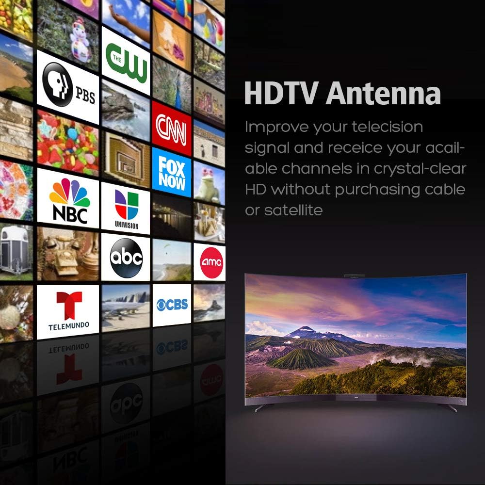 HDTV Antenna Amplified Digital Outdoor Antenna 150 Miles Range, 360 Degree Rotation Wireless Remote,with 33FT Coax Cable - Support UHF/VHF/1080p/ 4K Ready -Without Pole