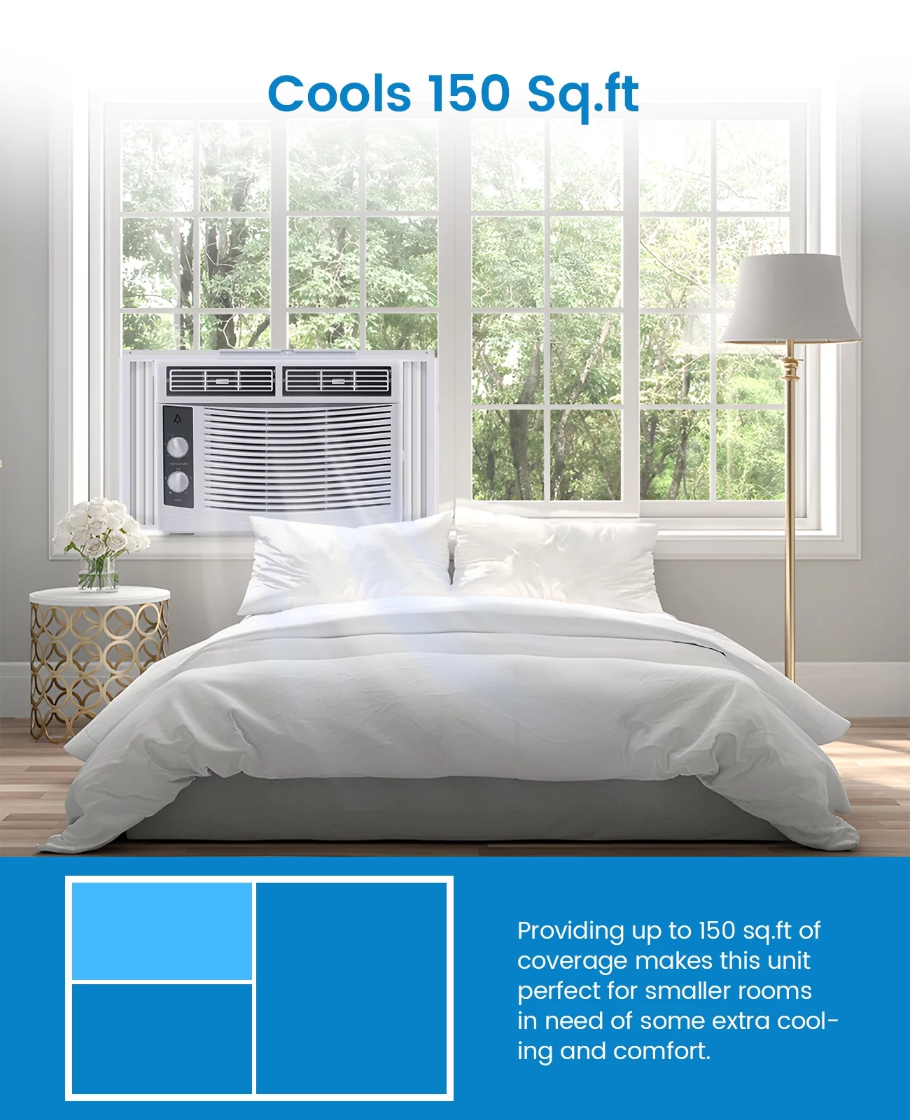 5000 BTU Air Conditioner Window Unit, Fast Cooling to 150 Sq.Ft. Window AC Unit with Easy-to-Use Mechanical Controls, Energy Savings, Quiet Operation, 110-115V