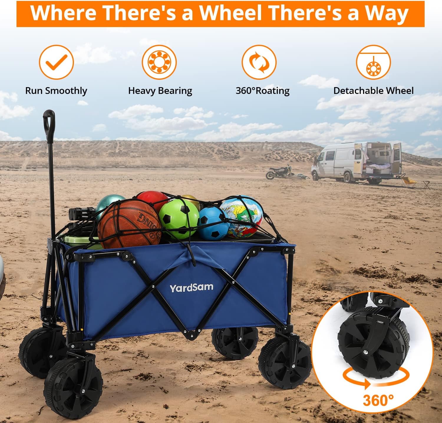 Yardsam Collapsible Folding Outdoor Garden Utility Wagon Carts with Removable Swivel Wheels, Outdoor Garden Cart Foldable Wagon for Gardening, Sports, Shopping, Camping