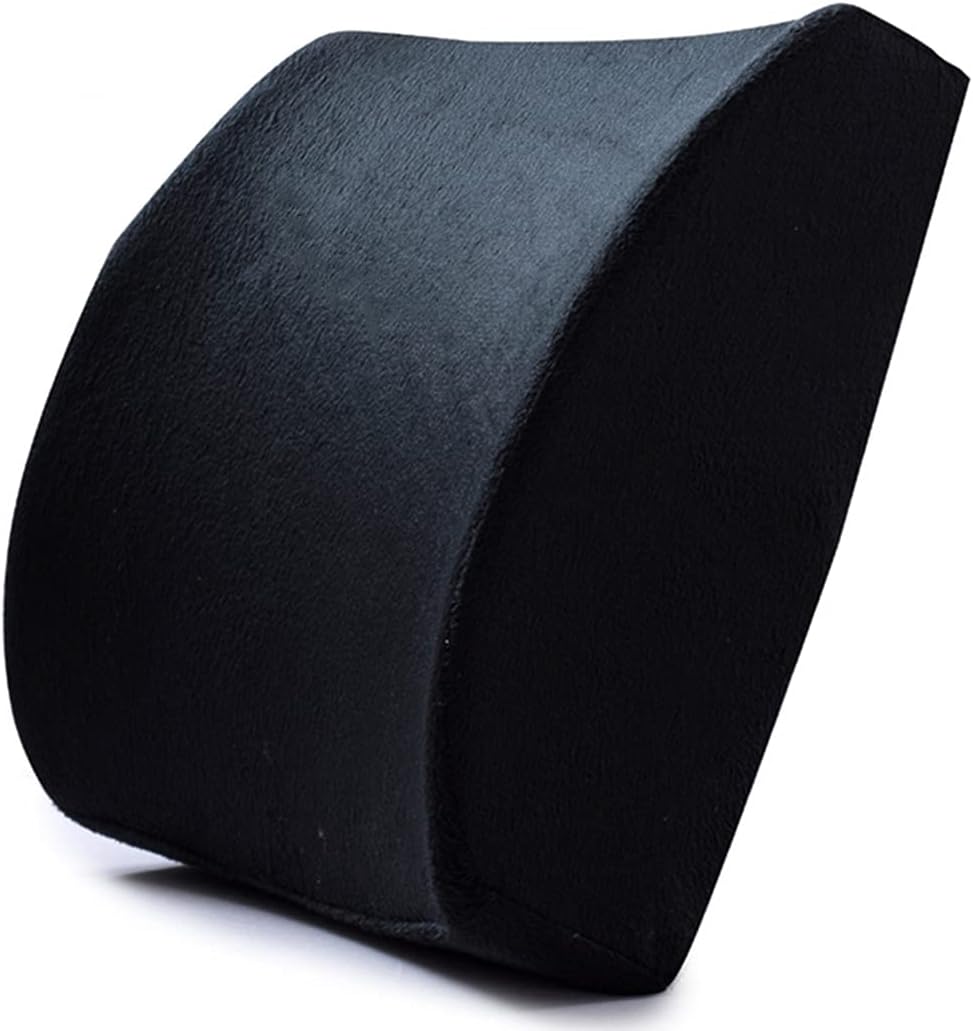 Ecloud Shop Back Cushion, Memory Foam Lumbar Support Pad, with Adjustable Strap, Comfortable and Skin-Friendly, Suitable for Office Chair and Car Seats-Black