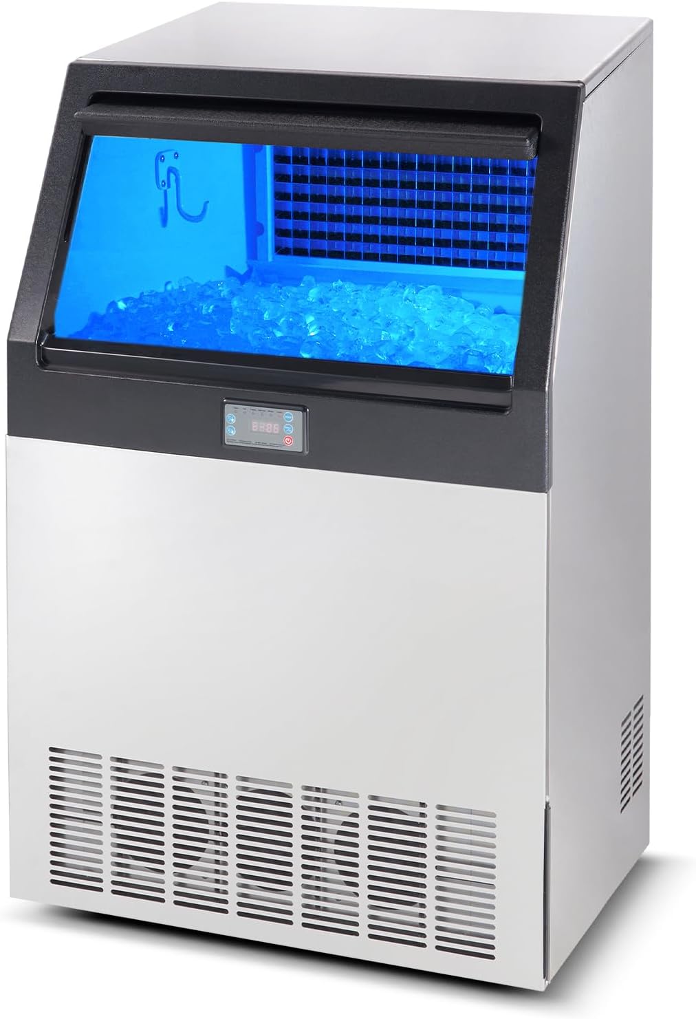 VEVOR Commercial Ice Maker, 265lbs/24H, Ice Maker Machine, 126 Ice Cubes in 12-15 Minutes, Freestanding Cabinet Ice Maker with 88lbs Storage Capacity LED Digital Display, for Home Office Restaurant
