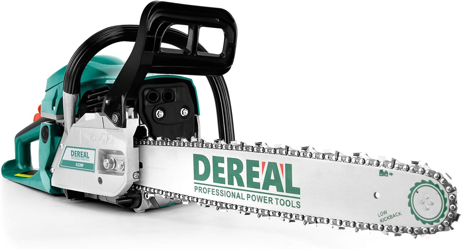 DEREAL 62cc Gas Chainsaws 2-Cycle Gasoline Powered Chain Saws Handheld Cordless Petrol Chainsaws Optional 20 Inches Guide Board Power Chain Saws for Trees Wood Farm Garden Ranch Forest Cutting