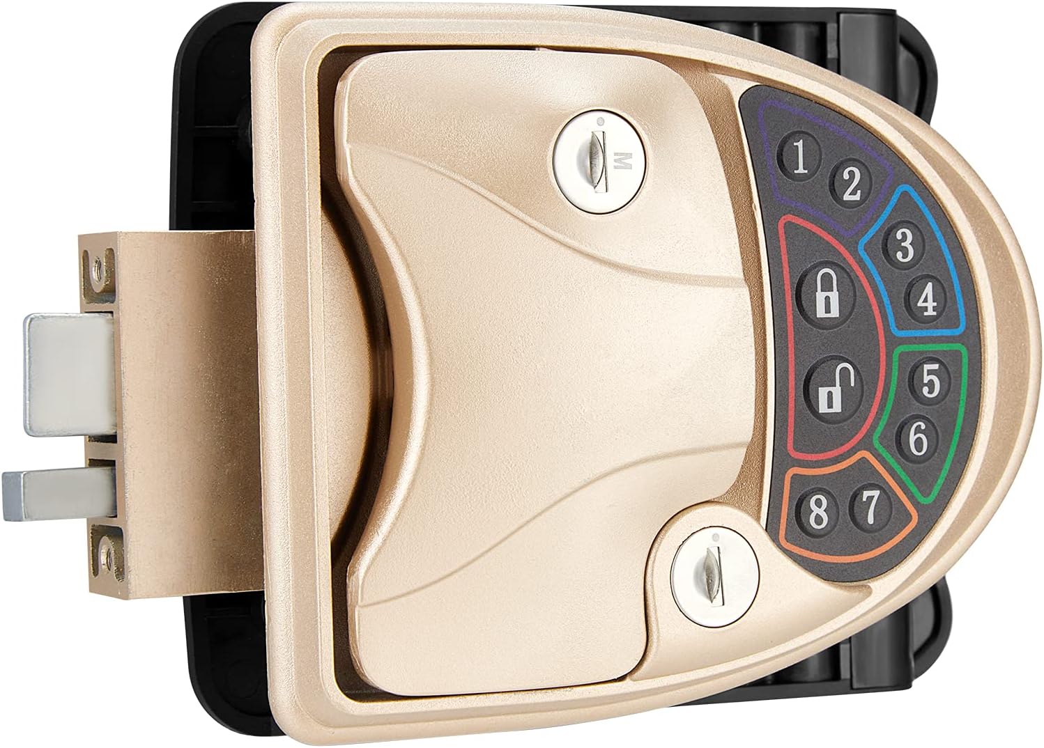 RV Door Lock Keyless Entry with Deadbolt, Zinc Alloy RV Door Latch with Two Wireless Remote Controllers, Handle Latch with Keypad & Fob 20m for RV Caravan Trailer Car Camper, RV Accessories