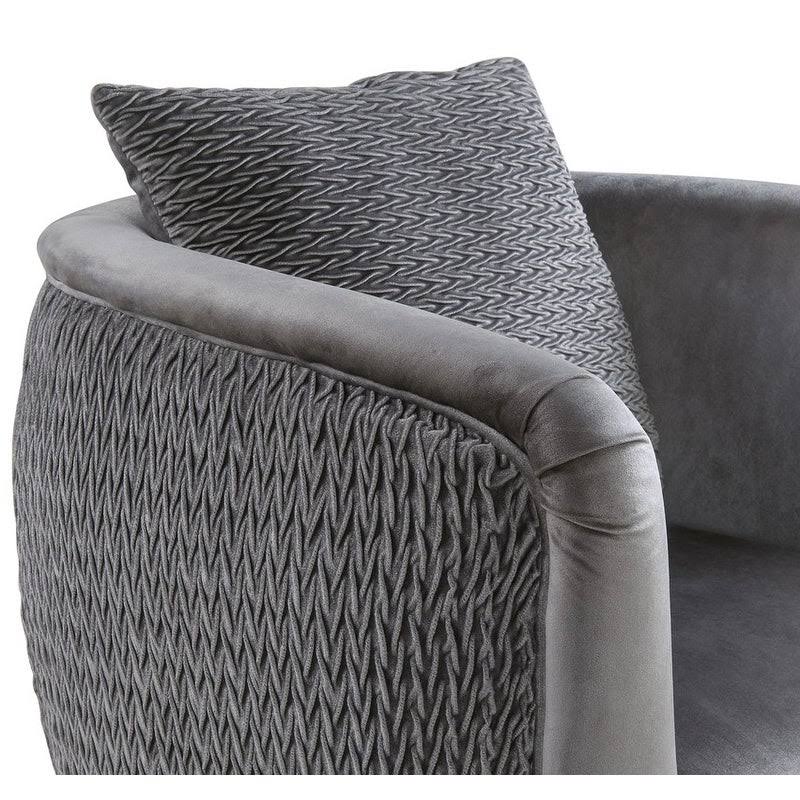 Lilola Home Natalie Blush Pink Velvet Barrel Accent Chair with Metal Legs