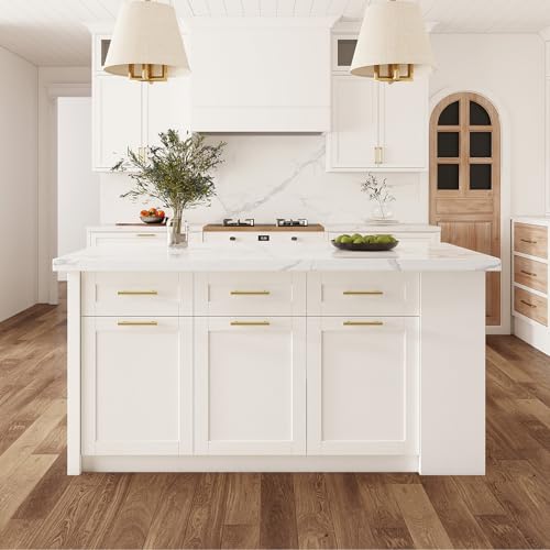 homary 72'' Kitchen Islands with Storage Modern White Kitchen Table with Seating & 3 Drawers Dining Table