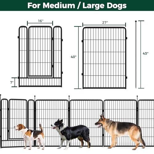 FXW Instant Dog Playpen, Portable Pet Fence for Outdoor, RV Trips, and Camping, 40inch, 16 Panels for Medium and Large Dogs│Patented