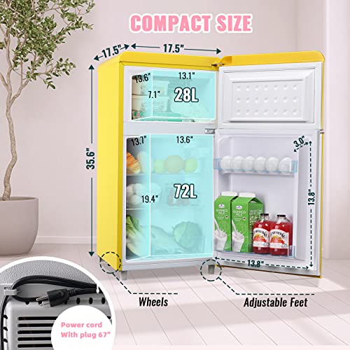 WANAI mini fridge with freezer dual door
