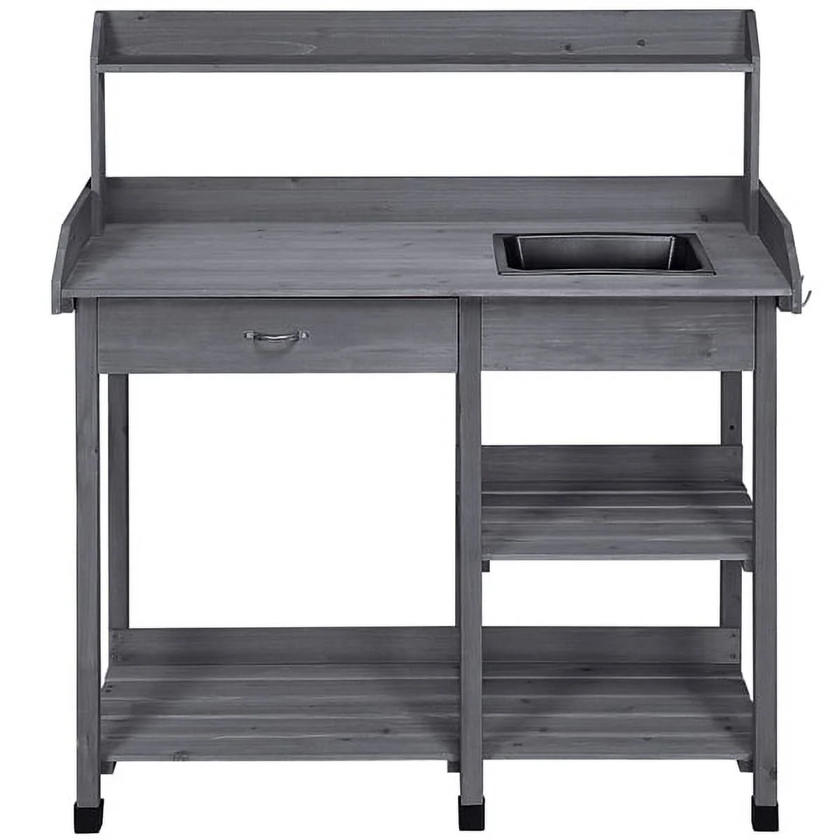SmileMart Wooden Garden Potting Bench Work Bench Station Planting Bench with Sink Drawer Rack