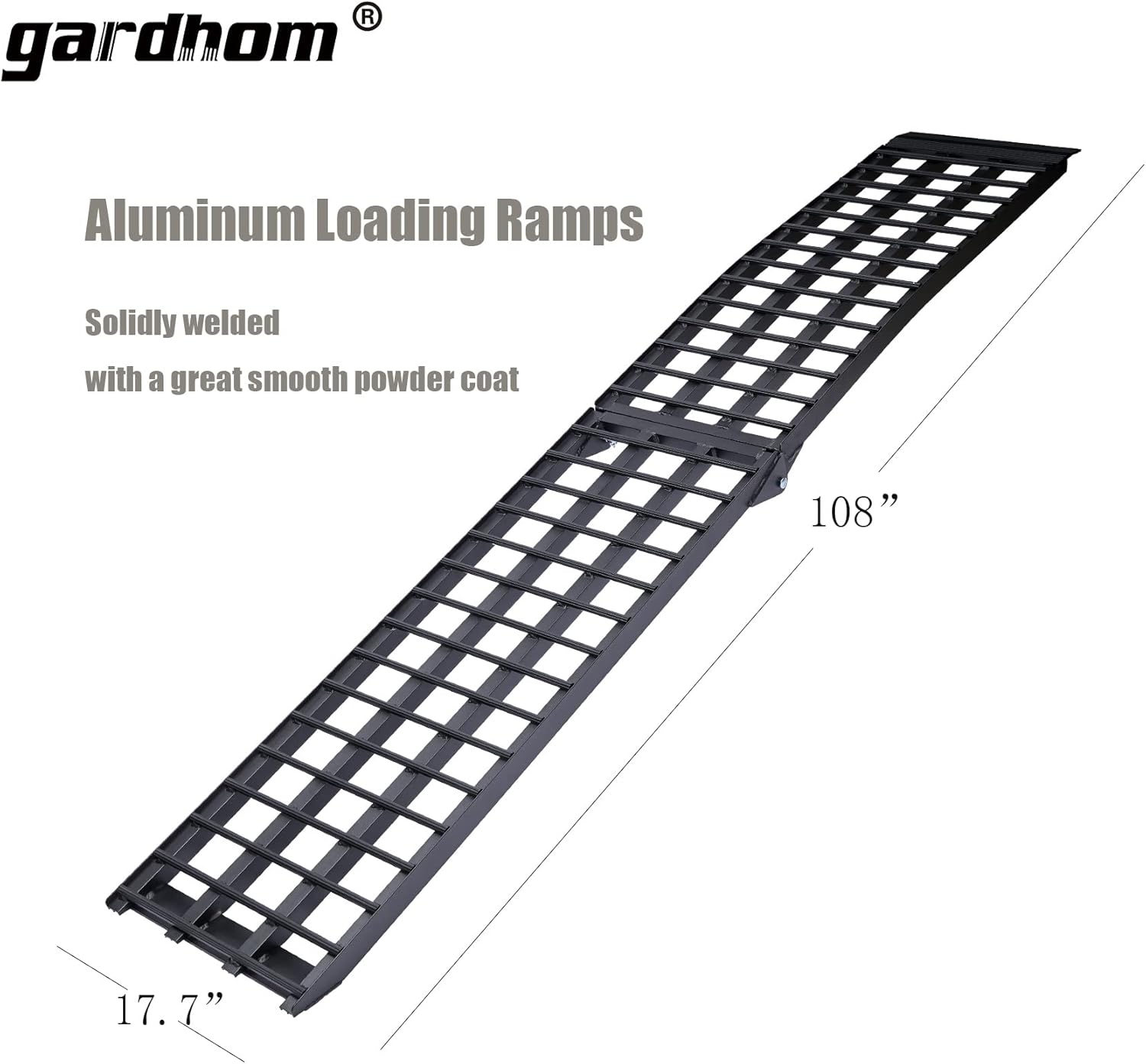 ATV Folding Ramps, gardhom 108*17.7" 1500 lbs Capacity Portable Aluminum Loading Ramps for Trucks 1Piece