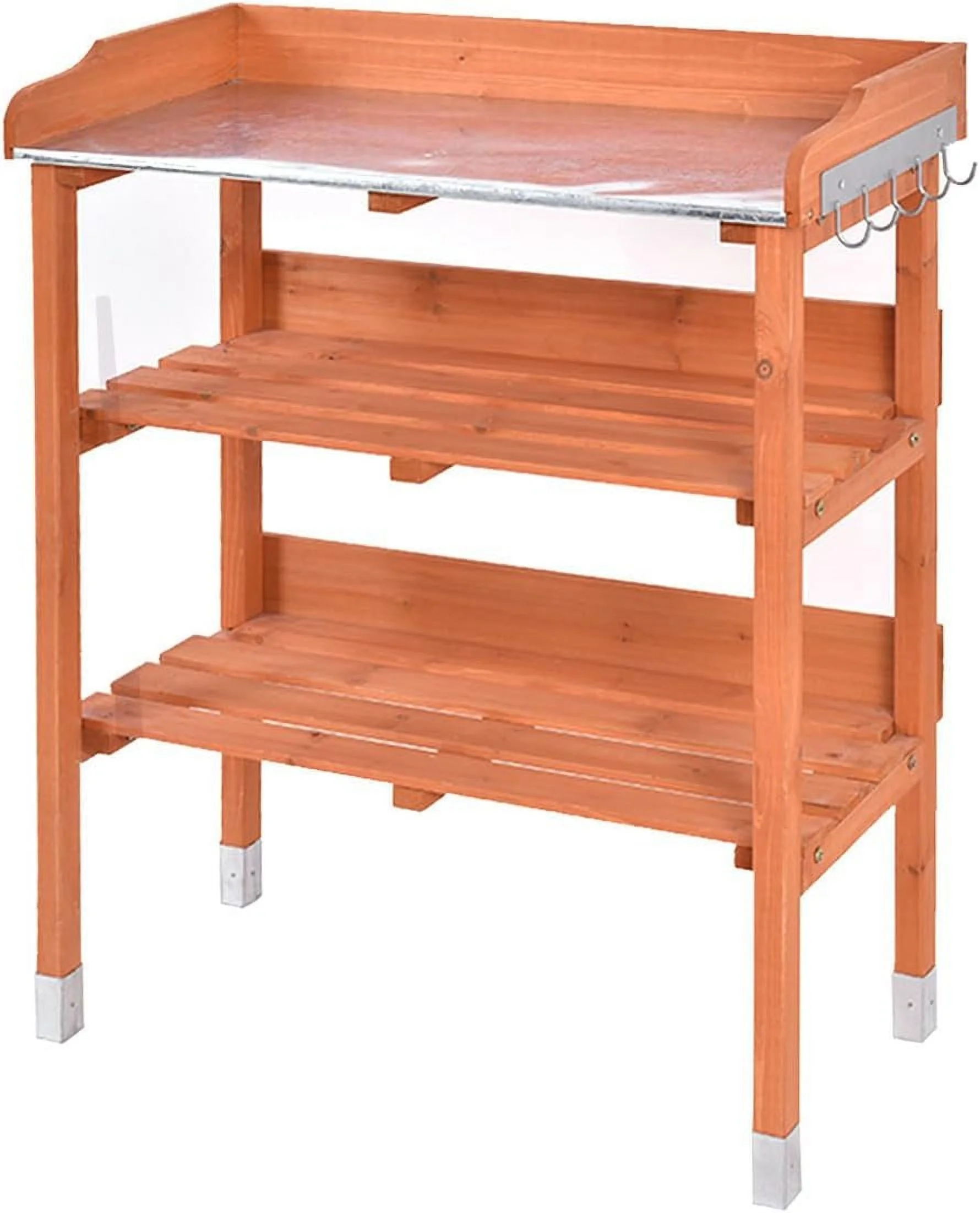 Outdoor Garden Wooden Potting Bench Work Station Table Tool Storage Shelf W/Hook