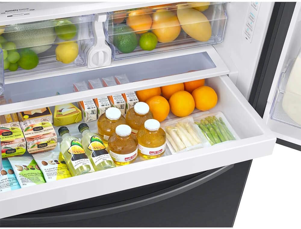 SAMSUNG RF27T5201SG 27 cu. ft. Large Capacity 3-Door French Door Refrigerator with External Water & Ice Dispenser in Black Stainless Steel