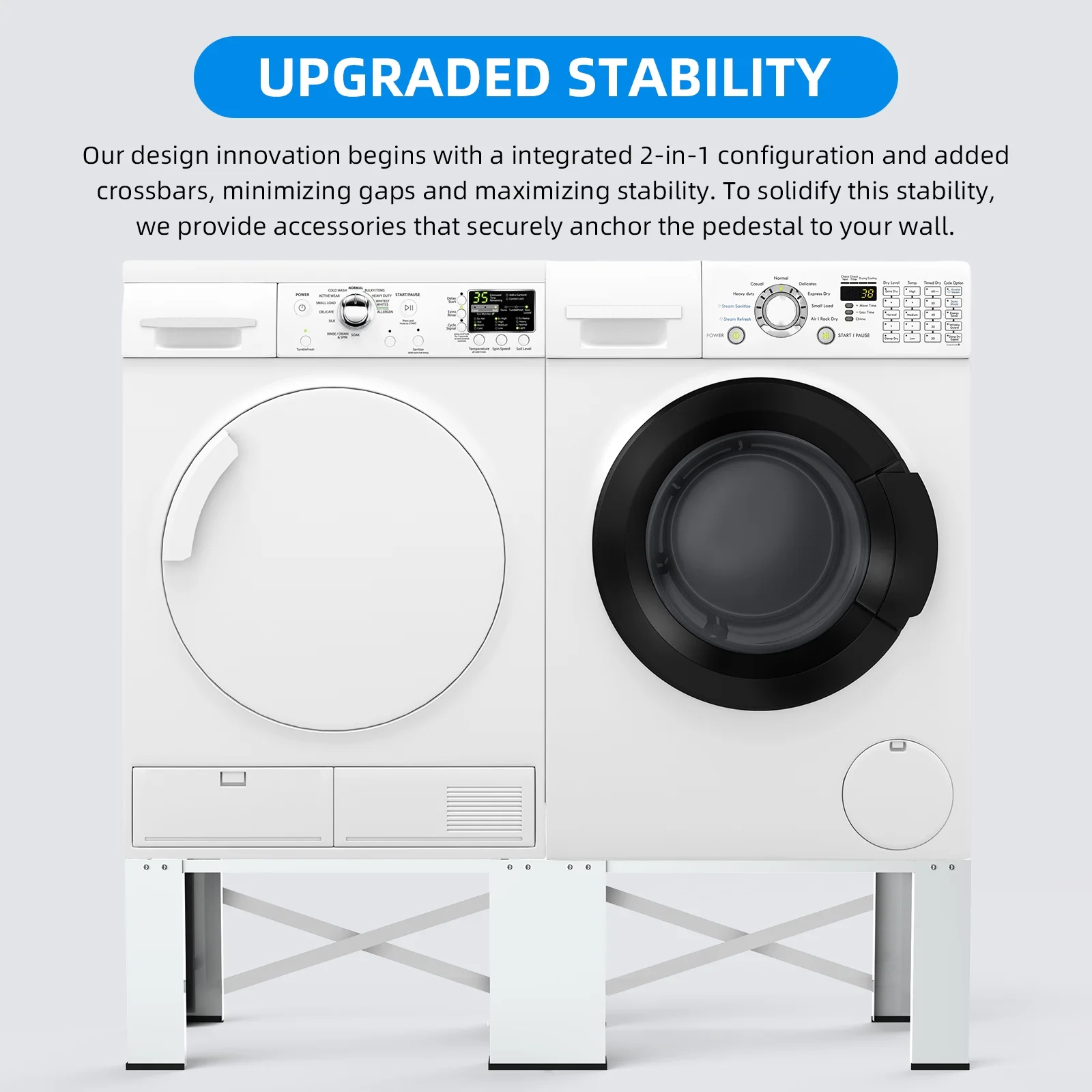 2-in-1 Upgraded Design Wash Dryer Pedestals 29" Matalde Laundry Pedestal Heavy Duty, Washer and Dryer Stand, White - Curated Treasures Market