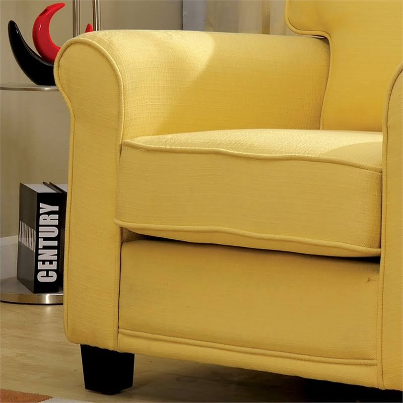 Furniture of America Prior Transitional Fabric Accent Chair in Yellow