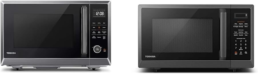 TOSHIBA Air Fryer Combo 8-in-1 Countertop Microwave Oven, Convection, Broil, Odor removal & ML2-EM09PA(BS) Small Countertop Microwave Oven With 6 Auto Menus, Kitchen Essentials
