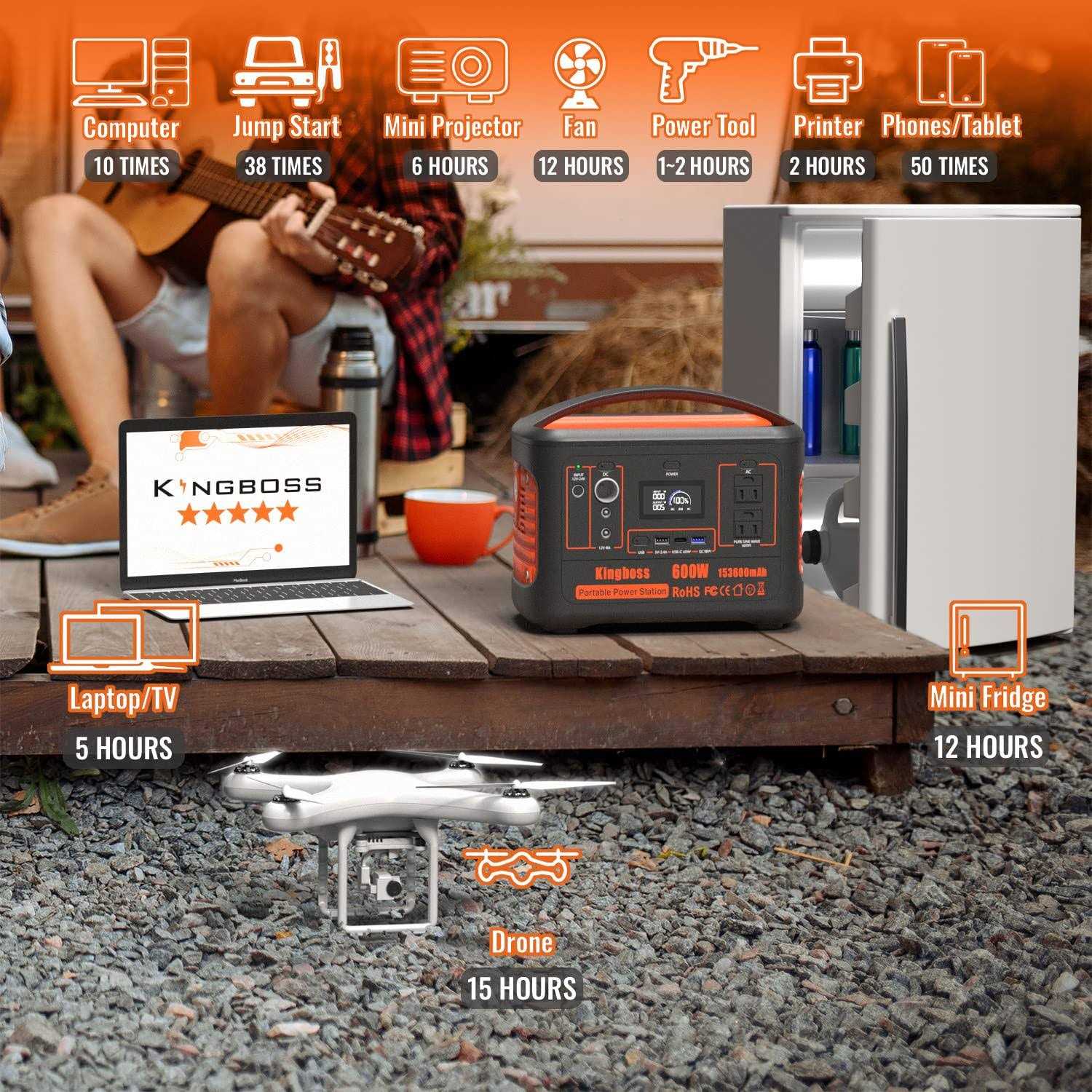 Portable Generator Power Station 600W Kingboss 153600mAh 568WH Lithium Battery 110V/600W - Shop Hardware Tools Online Store