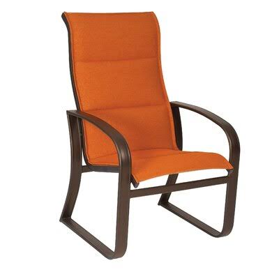 Woodard Cayman Isle Padded Sling High-Back Patio Dining Chair; Augustine Nutmeg (Brown)