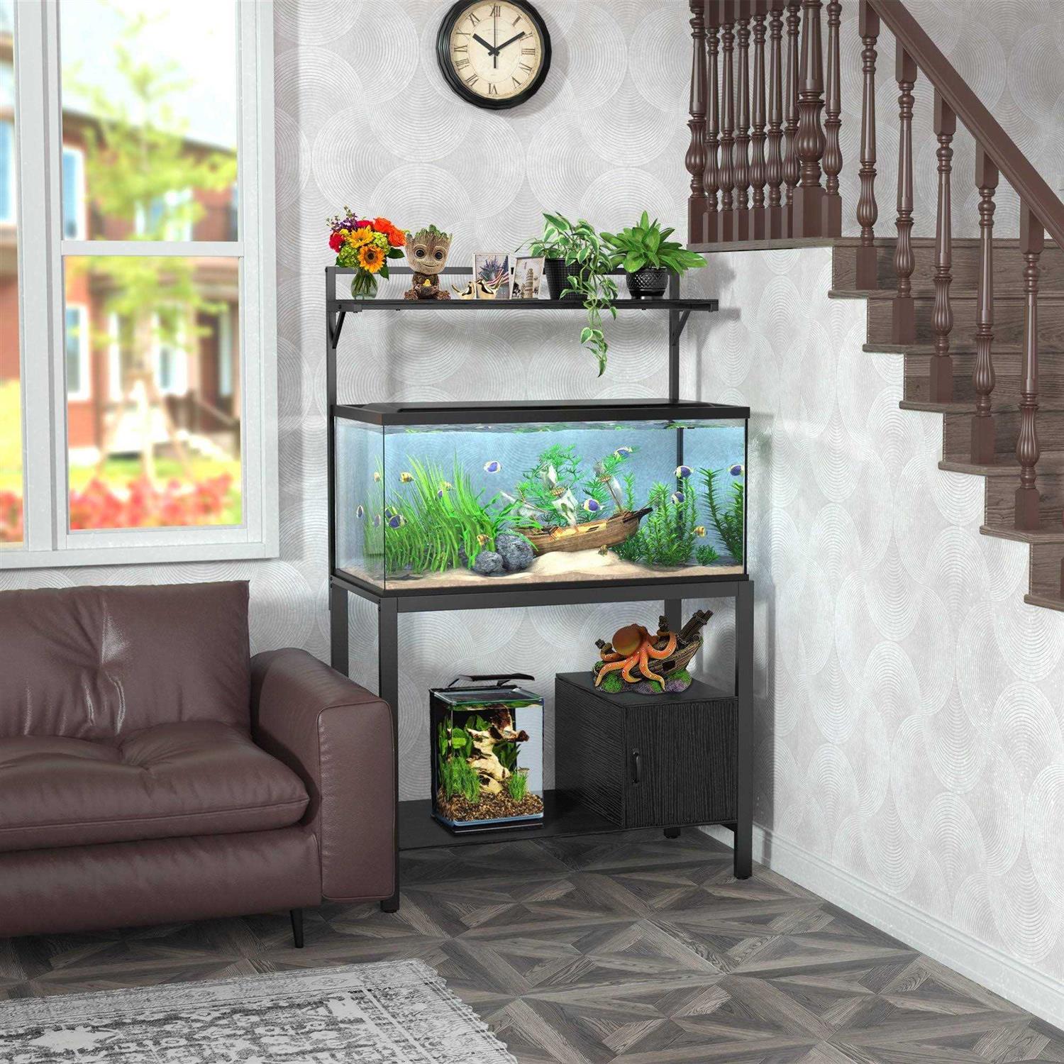 Gdlf 40-50 Gallon Fish Tank Stand with Plant Shelf Metal Aquarium Stand with Cubby Storage - Pet Supplies online store