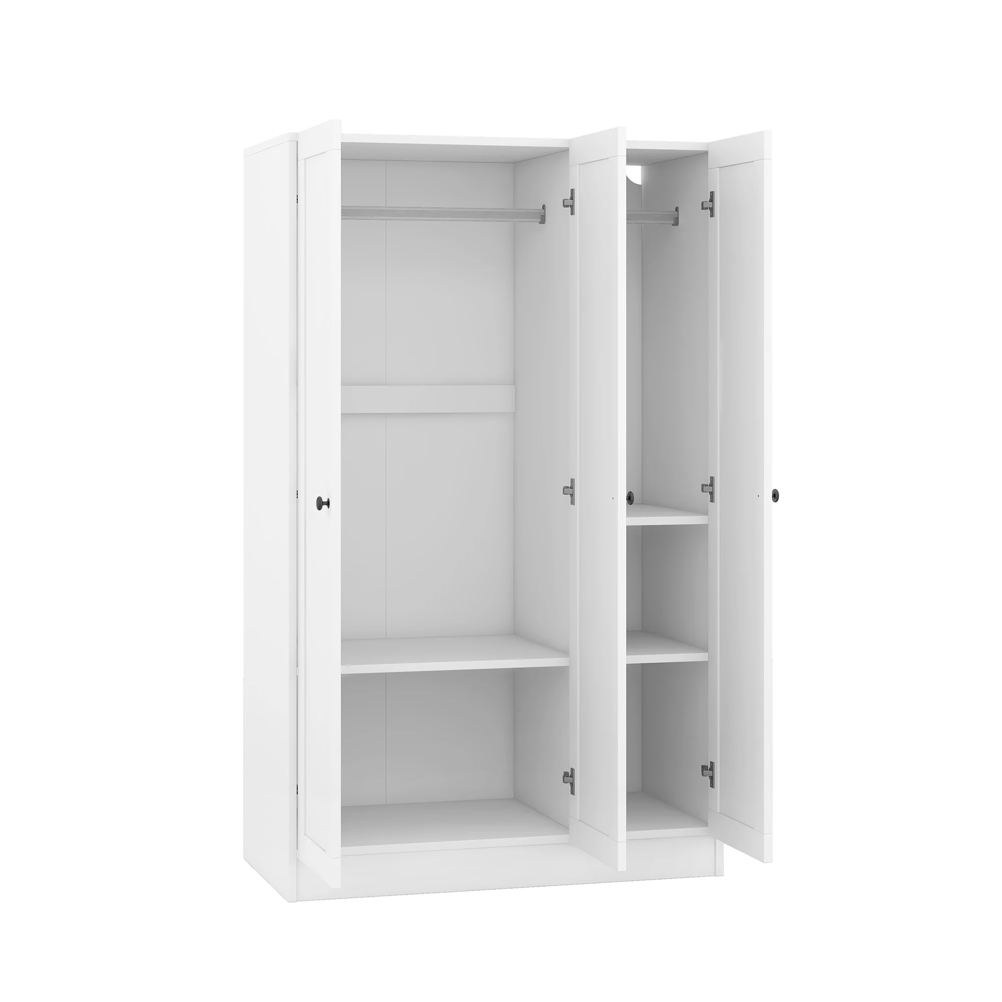 Modern Wood Wardrobe Closet with Doors Shelevs and Hanging Rail, Freestanding Armoires Storage Cabinet Organizer for Bedroom Gym School