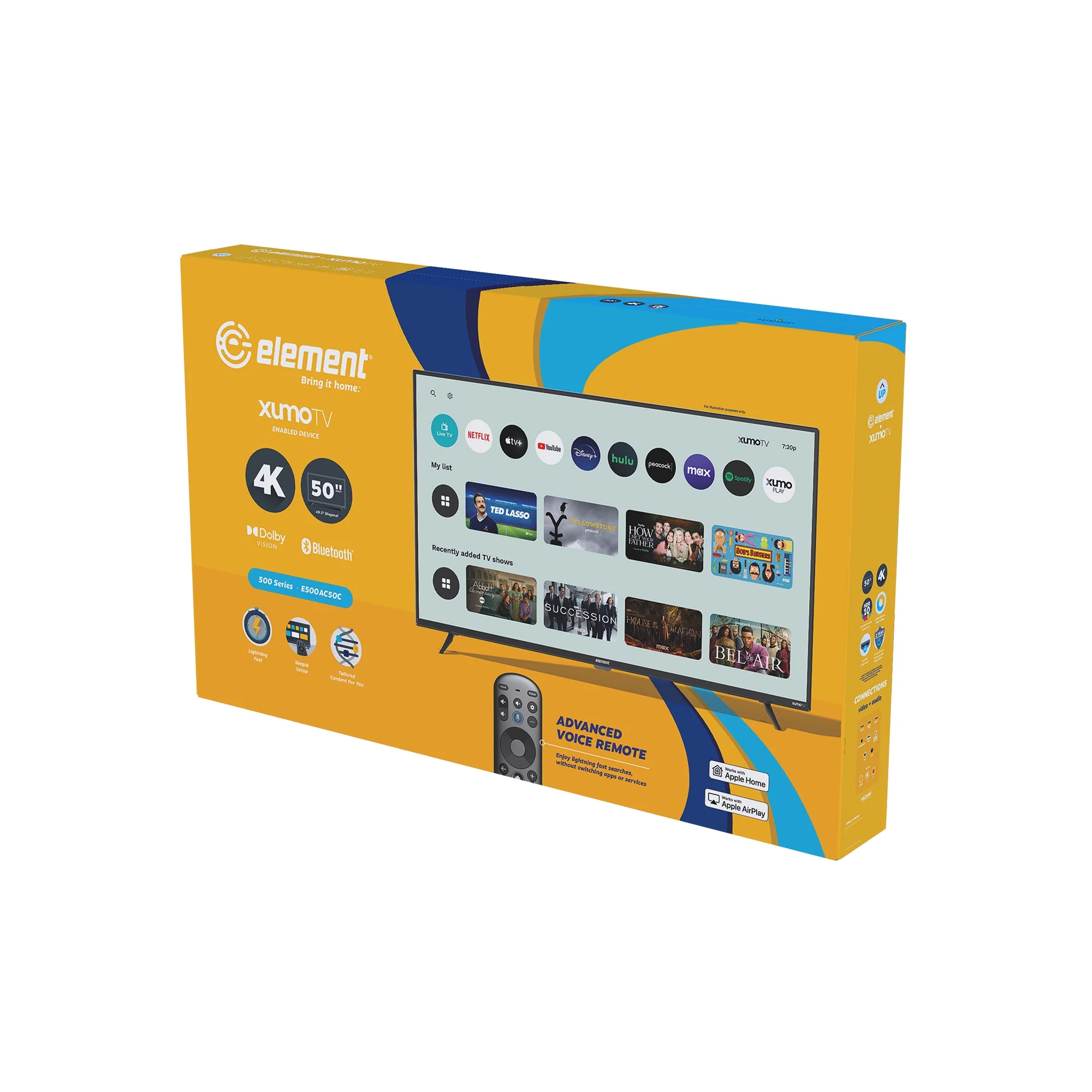 Element Electronics 50" 4K UHD HDR Smart Xumo TV, 120Hz Effective Refresh Rate and Dolby Vision® HDR Technology (E500AC50C)