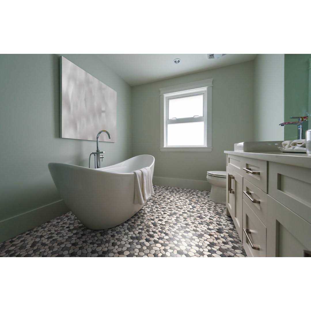 Tile Connection Classic Pebble Tile Grey/White/Black 11-1/2 in. x 11-1/2 in. x 12.7mm Mesh-Mounted Mosaic Tile - Shop Hardware Tools Online Store
