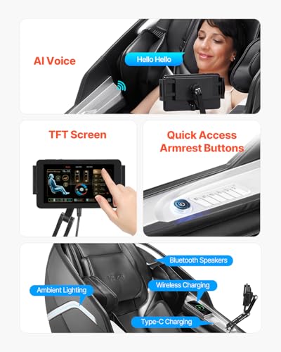 VEVOR Massage Chair, 4D Full Body Zero Gravity Recliner with SL Track, Yoga Stretch, AI Voice Control, Heat, Foot Roller, Retractable Pedal, 36 Airbags, LCD, Armrest Controls, Rolling Base