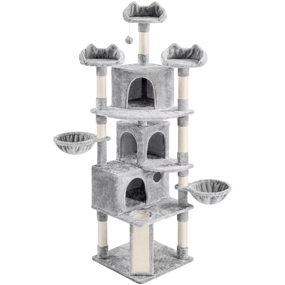 Yaheetech 76.5-inch Cat Tree Cat Tower with Condos, Light Gray - Curated Treasures Market