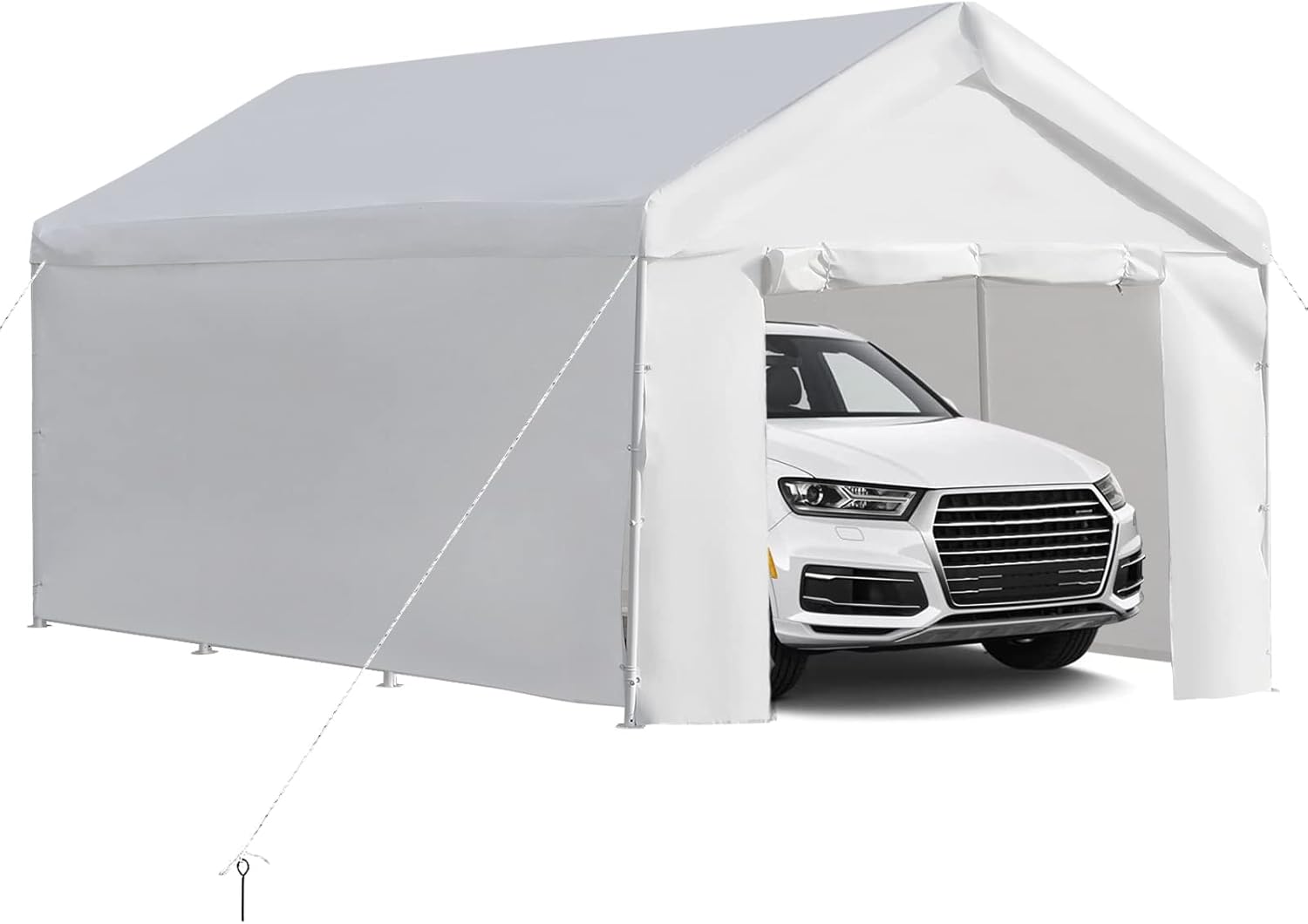 LVUYOYO 10x20 ft Upgraded Carport - Heavy Duty Carport Car Canopy with Removable Sidewalls and Doors - Portable Garage Shelter Boat Party Tent for Auto, Boat, Party, Wedding