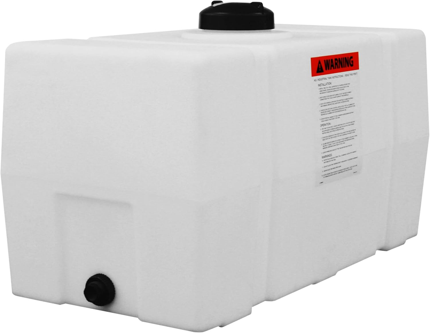 RomoTech 82123919 Horizontal Square Reservoir 50 gallon, Made In The USA, Poly Tank For Farming Water and Non-Flammable Liquids, Rust and Corrosion Proof, Clear