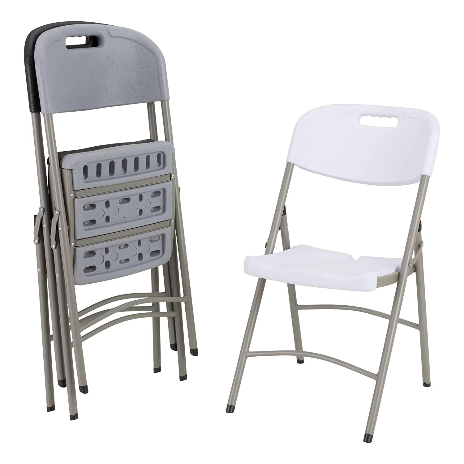 Blow-Molded Plastic Folding Chairs for Indoor/Outdoor Events, Commercial Event Chairs with 400-lb. Weight Capacity, Set of 4, White