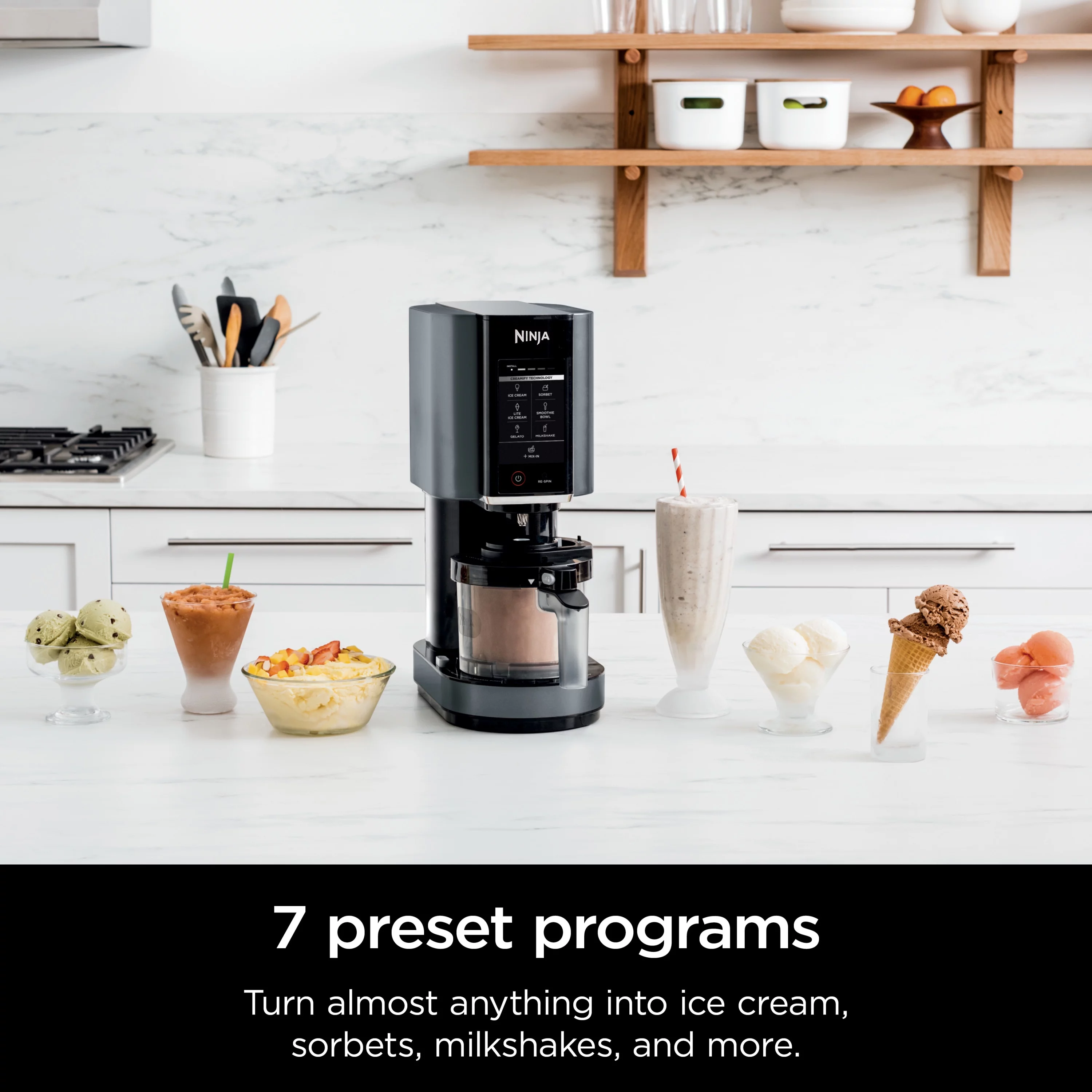 Ninja CREAMi Ice Cream Maker, for Gelato, Mix Ins, Milkshakes, Sorbet, Smoothie Bowls & More, 7 One-Touch Programs, Silver, NC290WMBF