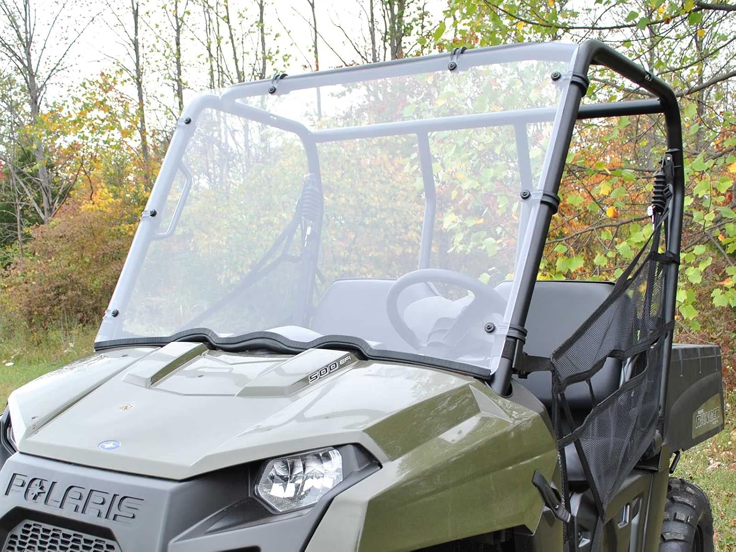 SuperATV Heavy-Duty Full Windshield for 2010-2014 Polaris Ranger Midsize 400 | 1/4” Clear Polycarbonate 250x Stronger Than Glass and 25x Stronger Than Acrylic | Snug, Rattle-Free Fit | USA Made!