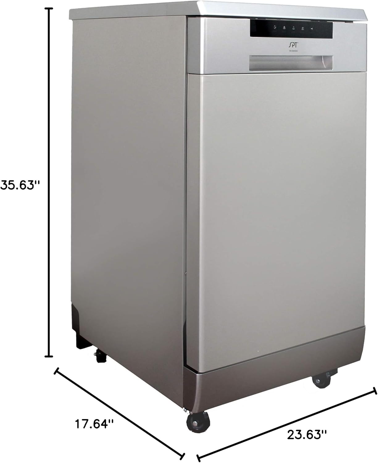 SPT SD-9263SS 18″ Wide Portable Stainless Steel Dishwasher with ENERGY STAR, 6 Wash Programs, 8 Place Settings and Stainless Steel Tub