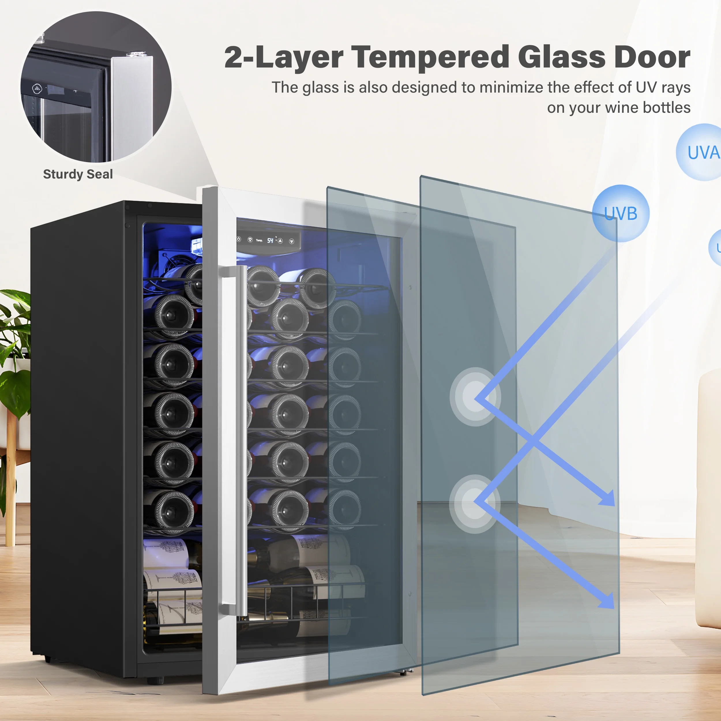 Yeego Wine Refrigerator, 94 Bottle Small Wine Fridge,Freestanding Wine Cellars Glass Door for Home, Office