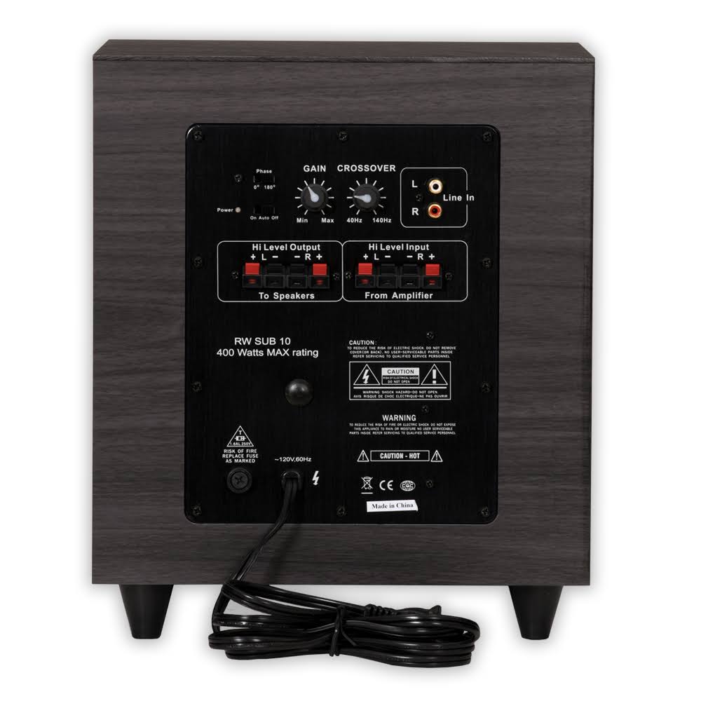 Acoustic Audio RWSUB10 10 inch Down-Firing Powered Subwoofer, Black