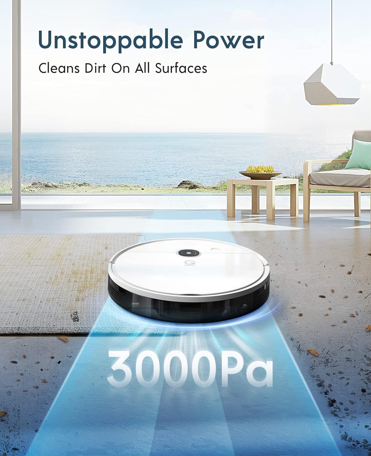 yeedi vac Robot Vacuum, 3000Pa Strong Suction Power, Carpet Detection, Smart Visual Mapping & Navigation,Editable Home Map,Cleaning Schedule, Virtual Boundary, 110mins Runtime