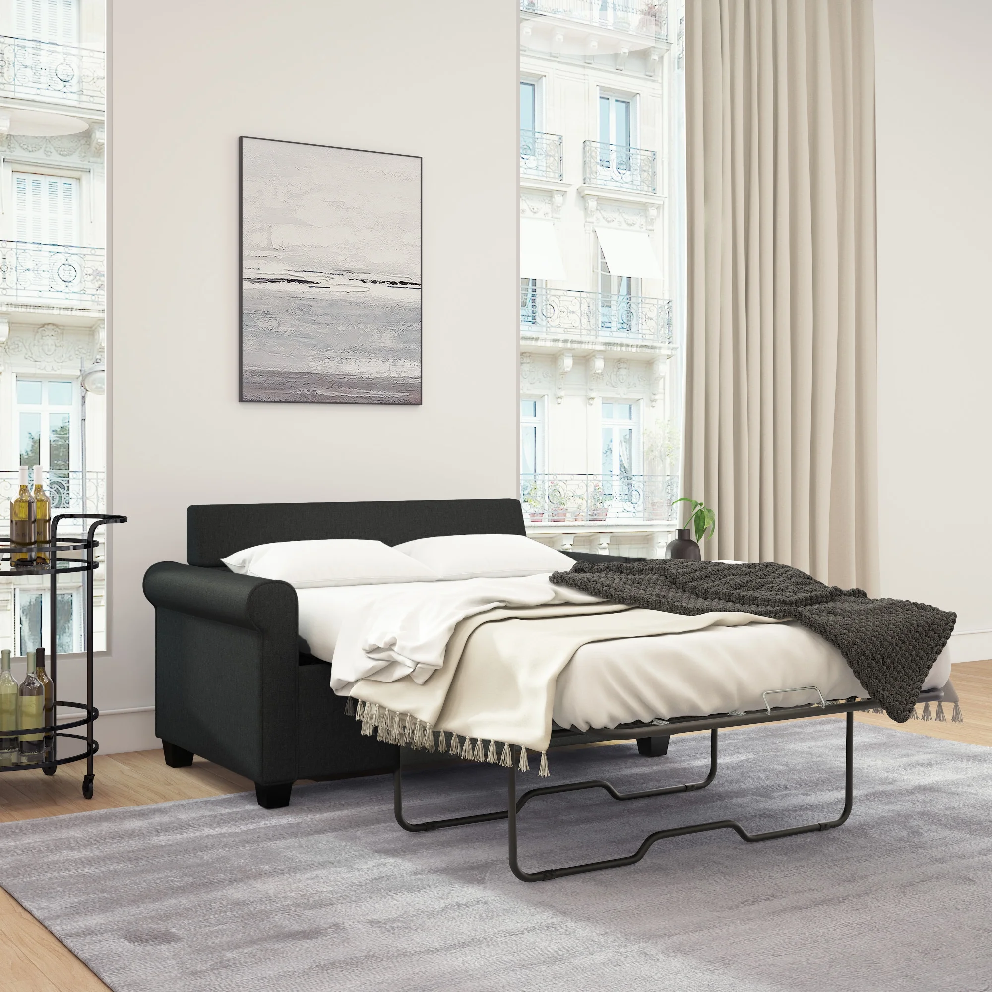 Mainstays Tatum Twin Sleeper Loveseat, Black
