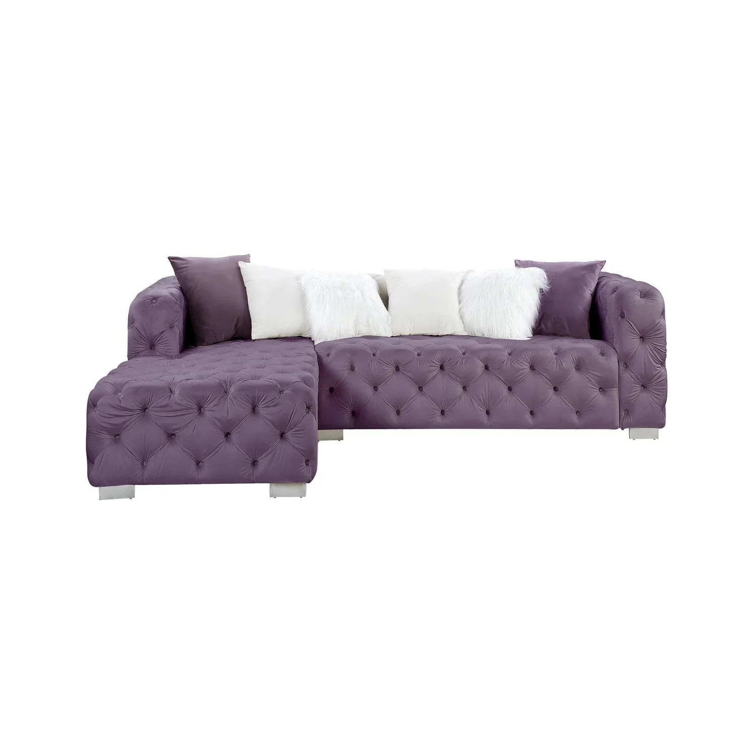 Modern Purple Velvet Sectional Sofa by Acme Qokmis LV00389-2pcs